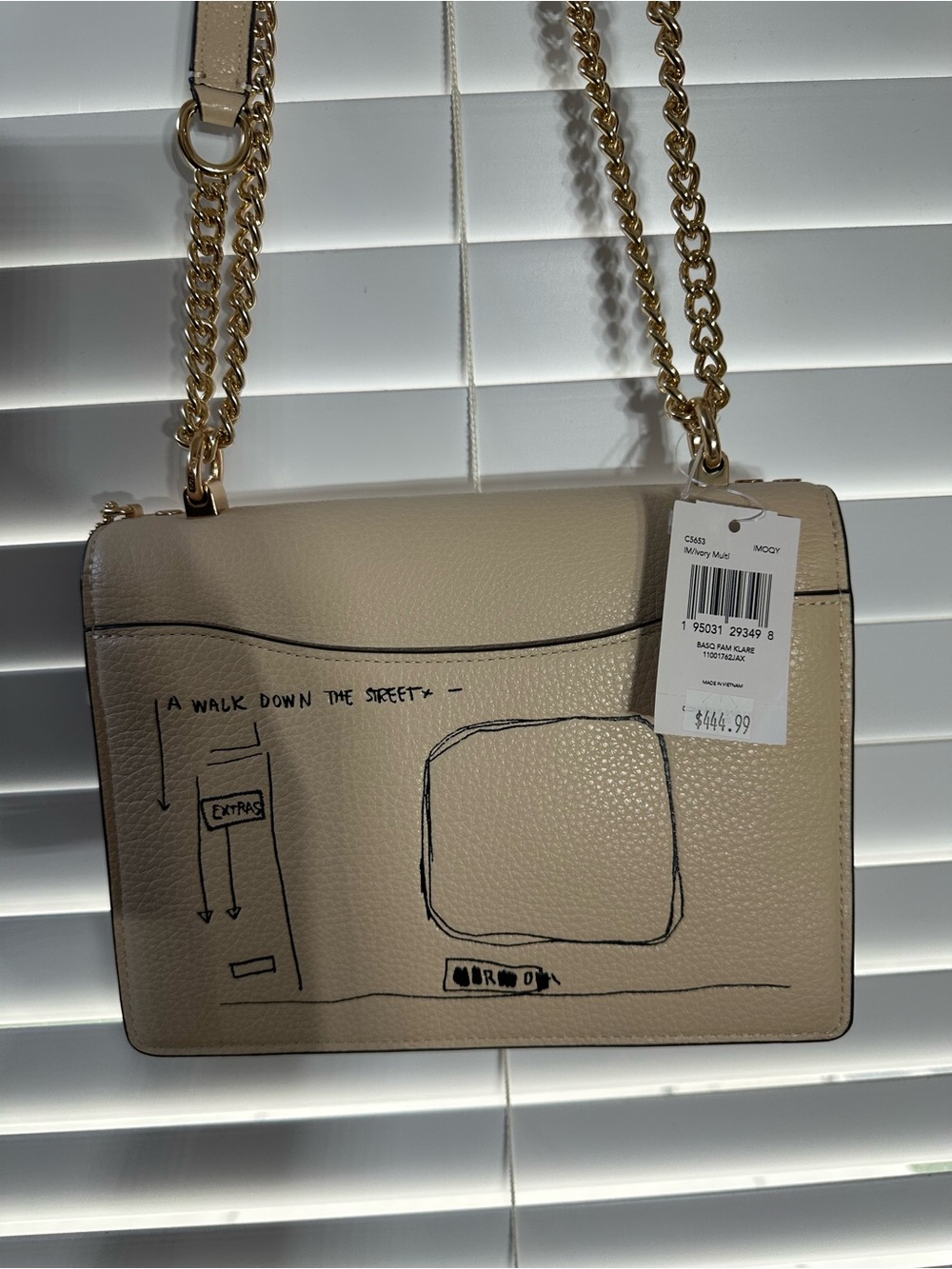 Coach X Jean-Michel Basquiat Klare 21 Leather Shoulder Bag with Gold Chain - Picture 4 of 9